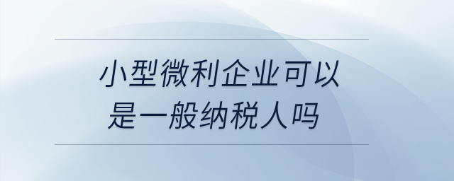 小型微利企業(yè)可以是一般納稅人嗎？