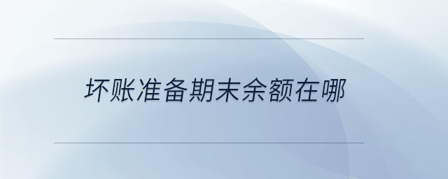 壞賬準(zhǔn)備期末余額在哪 壞賬準(zhǔn)備期末余額在哪