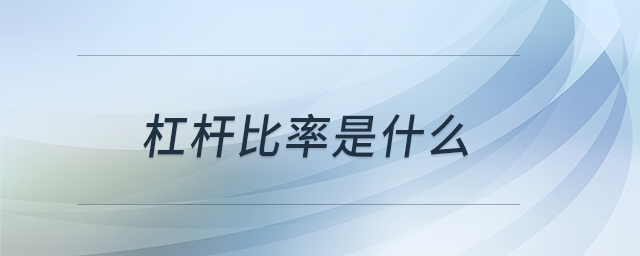 杠桿比率是什么 杠桿比率是什么