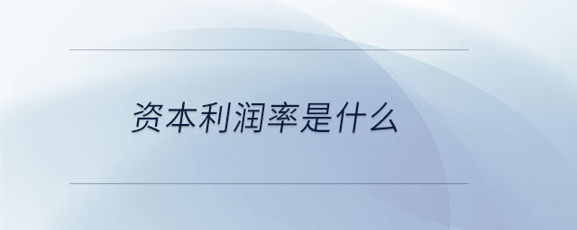 資本利潤率是什么 資本利潤率是什么