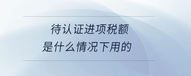 待認證進項稅額是什么情況下用的 待認證進項稅額是什么情況下用的
