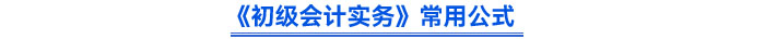 2024年《初級會計實務(wù)》常用公式