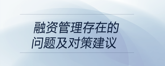 融資管理存在的問題及對策建議 融資管理存在的問題及對策建議