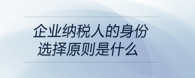 企業(yè)納稅人的身份選擇原則是什么 企業(yè)納稅人的身份選擇原則是什么