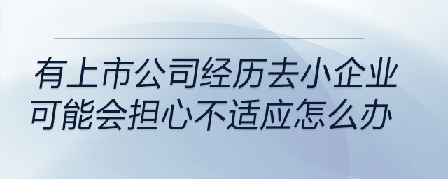 有上市公司經(jīng)歷去小企業(yè)，會擔心不適應(yīng)或不會長期留下該怎么辦