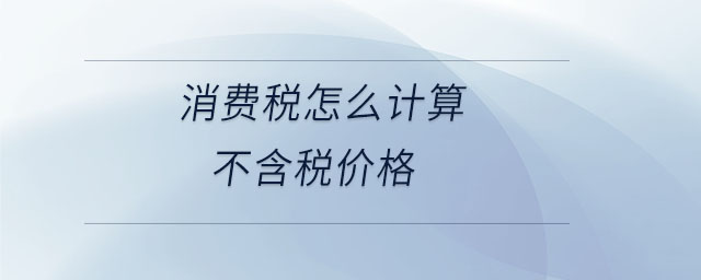 消費稅怎么計算不含稅價格 消費稅怎么計算不含稅價格