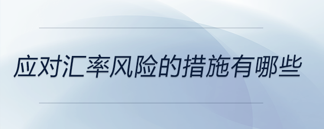 應(yīng)對匯率風(fēng)險的措施有哪些 應(yīng)對匯率風(fēng)險的措施有哪些