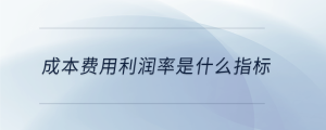 成本費用利潤率是什么指標(biāo)