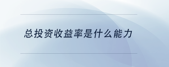 中級會計總投資收益率是什么能力