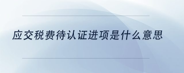 中級會計應交稅費待認證進項是什么意思 中級會計應交稅費待認證進項是什么意思