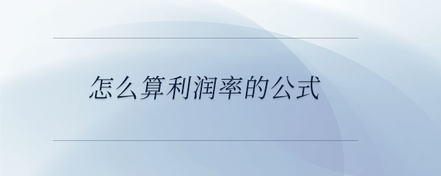 怎么算利潤(rùn)率的公式 怎么算利潤(rùn)率的公式
