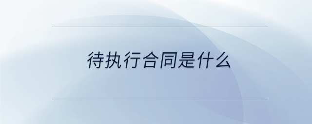 待執(zhí)行合同是什么 待執(zhí)行合同是什么
