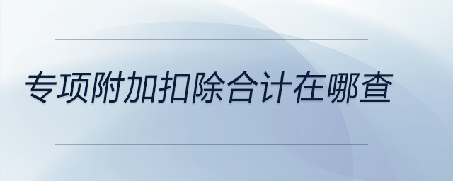 專項附加扣除合計在哪查