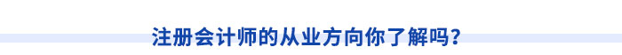 注冊會計師的從業(yè)方向你了解嗎？