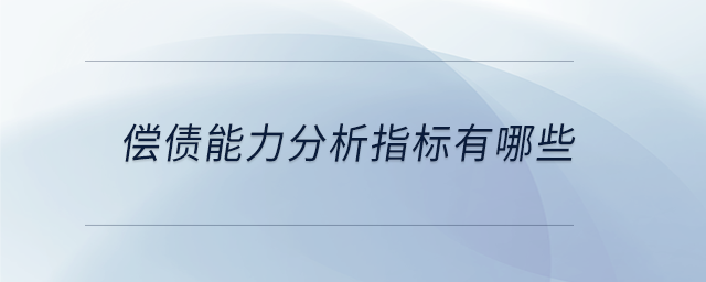 償債能力分析指標有哪些 償債能力分析指標有哪些