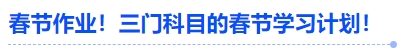 中級(jí)會(huì)計(jì)春節(jié)作業(yè)！三門(mén)科目的春節(jié)學(xué)習(xí)計(jì)劃！