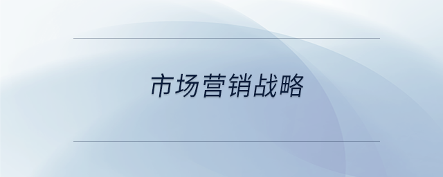 市場營銷戰(zhàn)略 市場營銷戰(zhàn)略