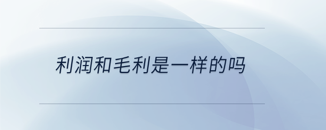 利潤和毛利是一樣的嗎