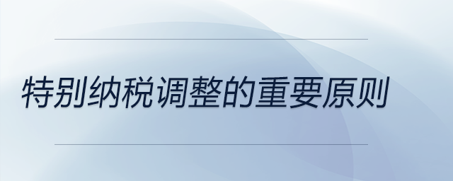 特別納稅調(diào)整的重要原則 特別納稅調(diào)整的重要原則