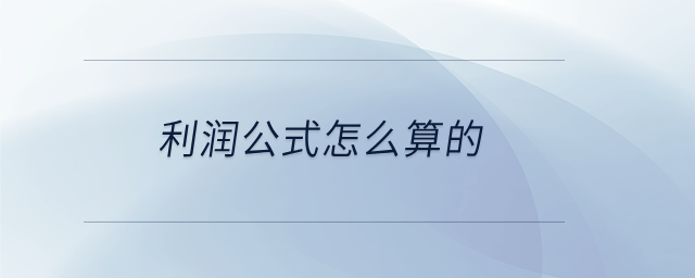 利潤公式怎么算的 利潤公式怎么算的