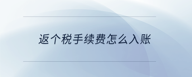 返個稅手續(xù)費怎么入賬