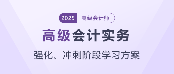 2025年高級會計(jì)師強(qiáng)化、沖刺階段學(xué)習(xí)方案速查看！