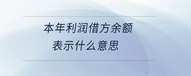 本年利潤借方余額表示什么意思 本年利潤借方余額表示什么意思