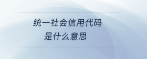 統(tǒng)一社會信用代碼是什么意思