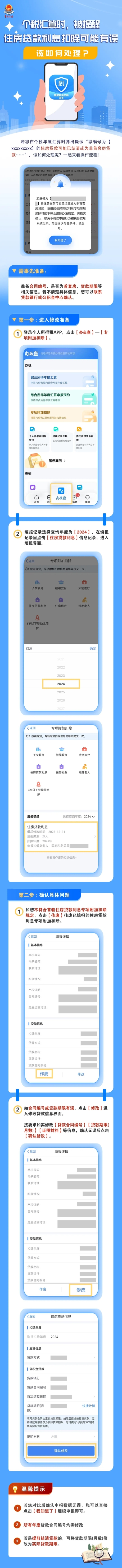 個稅匯算時，被提醒住房貸款利息扣除可能有誤，該如何處理？