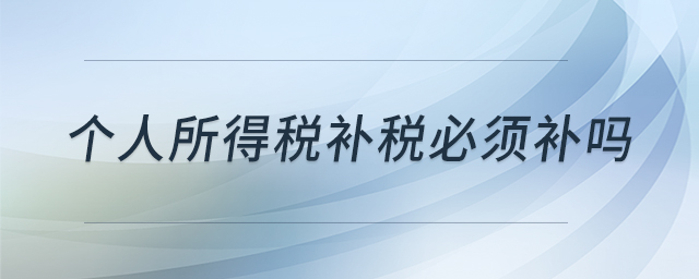 個人所得稅補稅必須補嗎