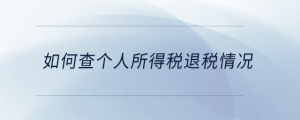 如何查個(gè)人所得稅退稅情況