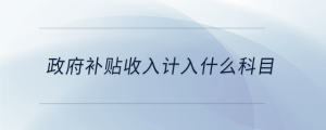 政府補(bǔ)貼收入計(jì)入什么科目