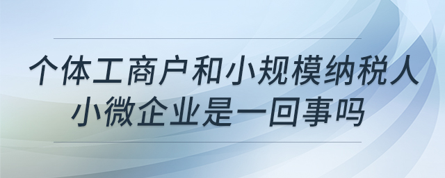 個體工商戶和小規(guī)模納稅人、小微企業(yè)是一回事嗎