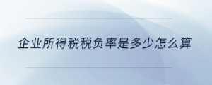 企業(yè)所得稅稅負(fù)率是多少怎么算