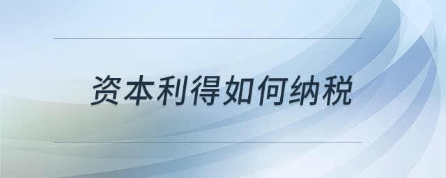 資本利得如何納稅 資本利得如何納稅