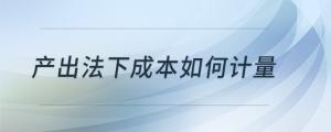 產出法下成本如何計量