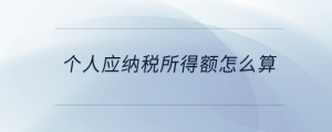 個人應(yīng)納稅所得額怎么算