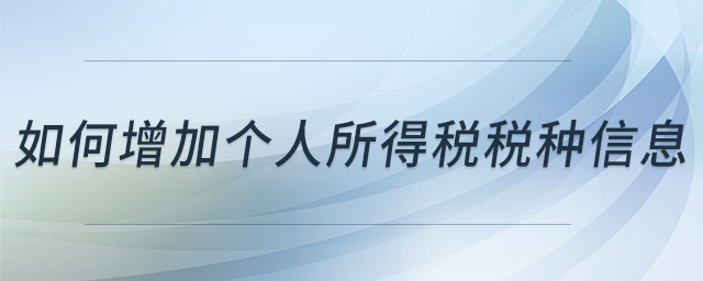 如何增加個人所得稅稅種信息 如何增加個人所得稅稅種信息