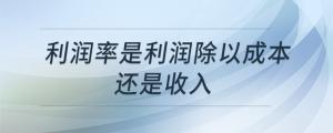 利潤率是利潤除以成本還是收入