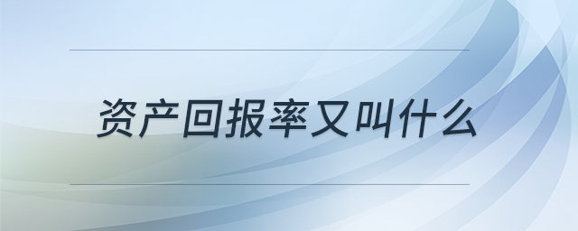 資產(chǎn)回報率又叫什么 資產(chǎn)回報率又叫什么