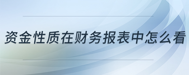 資金性質(zhì)在財(cái)務(wù)報(bào)表中怎么看 資金性質(zhì)在財(cái)務(wù)報(bào)表中怎么看