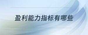 盈利能力指標(biāo)有哪些